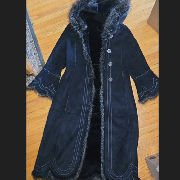 Penny Lane Afghan Coat Extremely long, Jessica Coat. (winter) BLACK size 10 - Picture 1 of 10